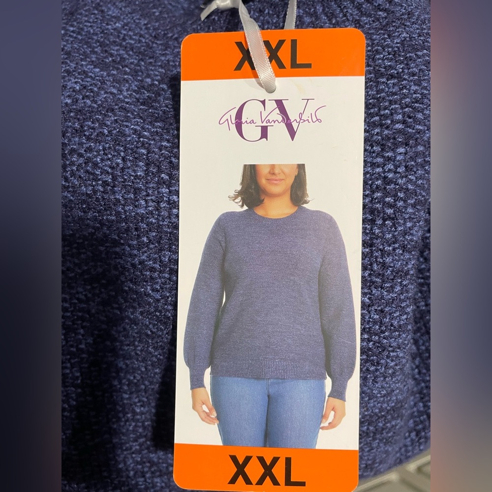 NWT Gloria Vanderbilt Blue Crewneck Sweater Size XXL - Picture 6 of 10